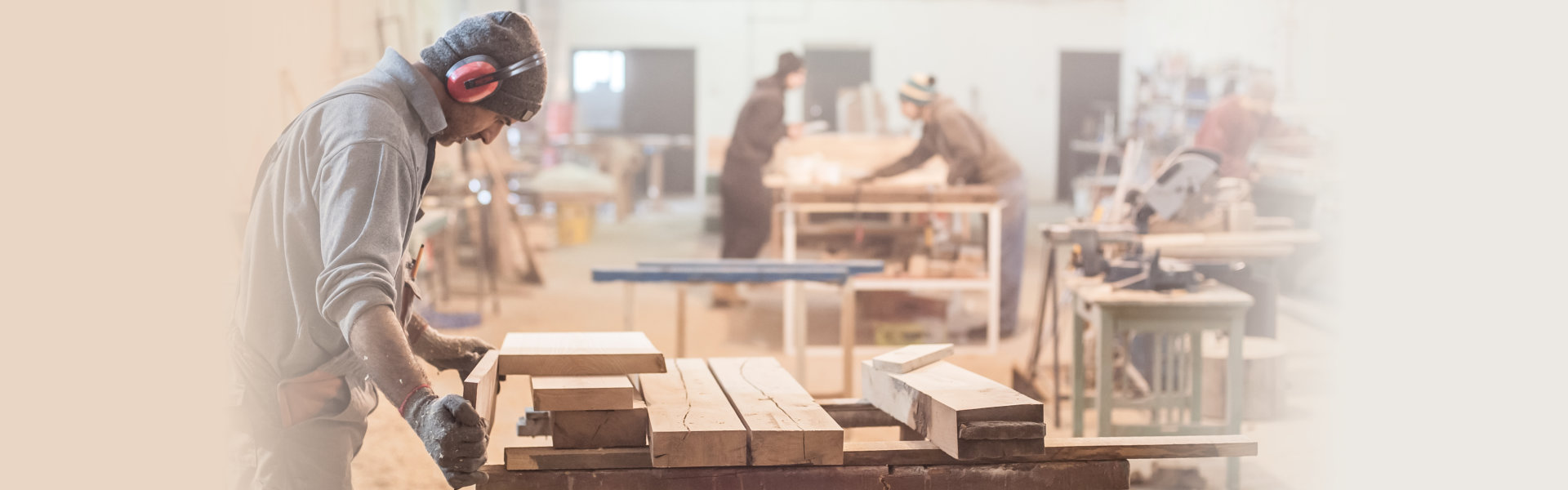 Man doing woodwork in carpentry